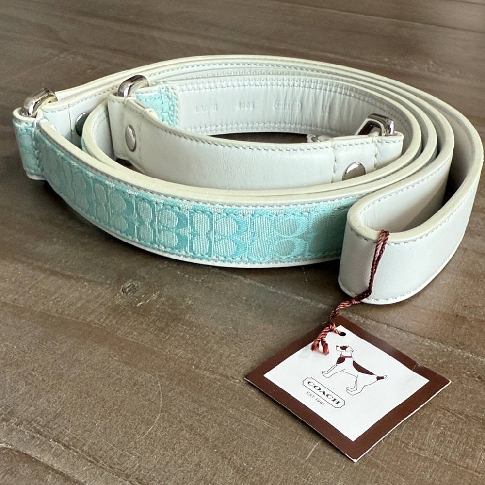 Coach White and Tiffany Blue / Teal Leather Dog Leash
